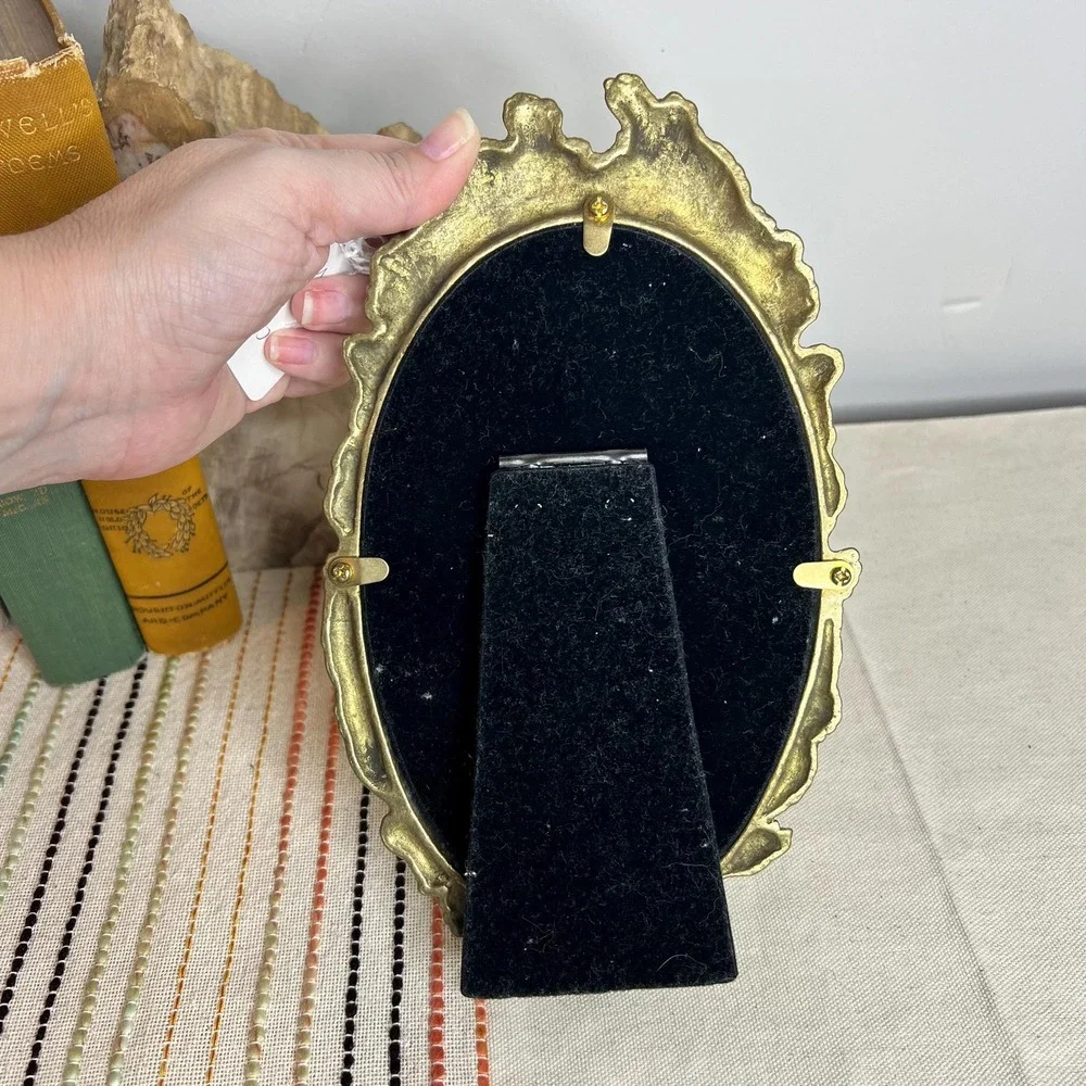Vintage Brass Oval Picture Frame Victorian Style 9.5